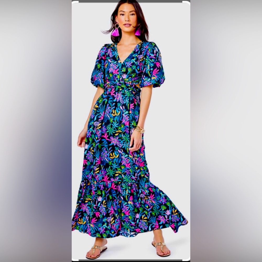 Lilly Pulitzer Teyla Maxi Onyx Paradise Glow Size 6 - Picture 1 of 2